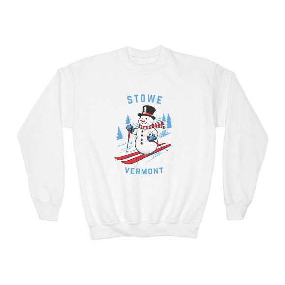 Stowe, Vermont Youth Crewneck Sweatshirt - Ski Snowman Unisex Kid's Stowe, Vermont Sweatshirt