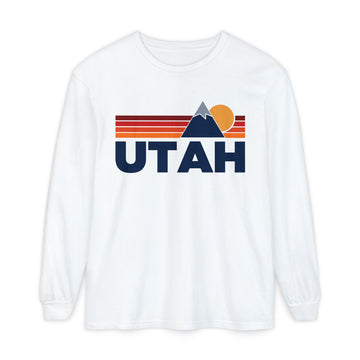 Utah Long Sleeve T-Shirt Retro Mountain, Unisex Utah Unisex Garment-dyed Long Sleeve T-Shirt - 0