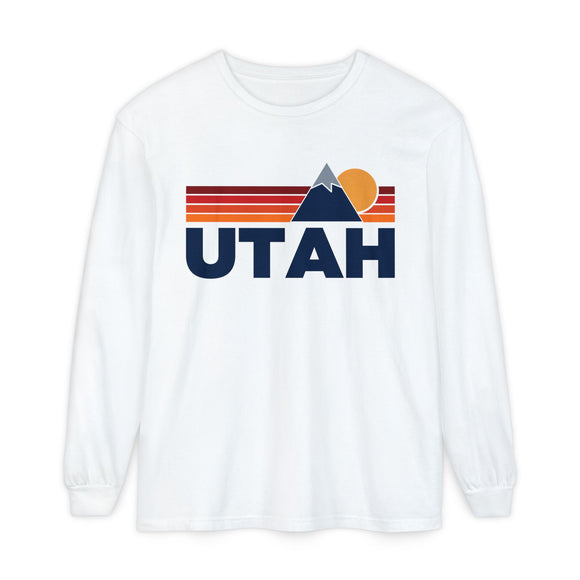 Utah Long Sleeve T-Shirt Retro Mountain, Unisex Utah Unisex Garment-dyed Long Sleeve T-Shirt