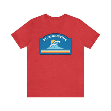 Buy heather-red St. Augustine, Florida T-Shirt - Unisex St. Augustine Shirt - Wave Badge