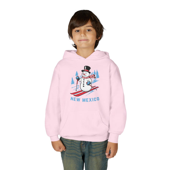 New Mexico Youth Hoodie - Skiing Snowman Kids New Mexico Hooded Sweatshirt