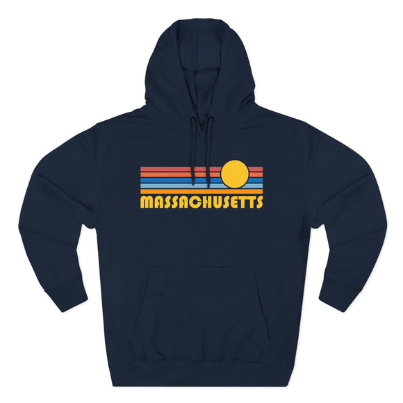 Massachusetts Hoodie - Retro Sun Unisex Sweatshirt
