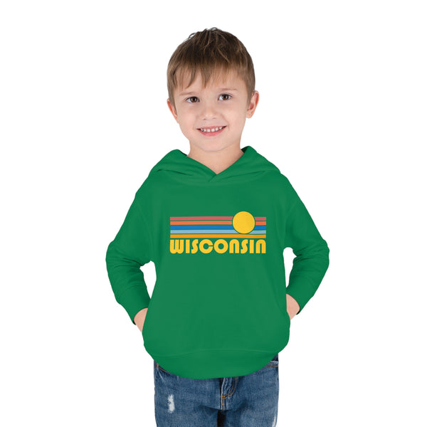 Wisconsin Toddler Hoodie - Retro Sunrise Unisex Wisconsin Toddler Sweatshirt