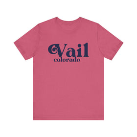 Buy heather-raspberry Vail, Colorado Graphic Tee, Casual T-Shirt, Vintage Style Shirt