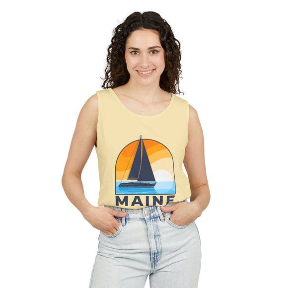 Maine Sailboat Tank Top | Comfort Colors 100% Cotton