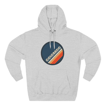 Buy heather-grey Premium Colorado Retro Circle Hoodie — Vintage 70s Striped Logo Pullover