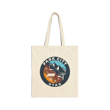 Park City, Utah Cotton Canvas Tote Bag Ski Lift - 15" x 16"