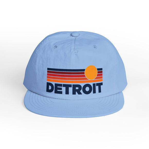 Detroit, Michigan retro sunset Surf Cap | vintage striped sun state hat