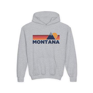 Montana Youth Hoodie Retro Mountain, Kids Pullover, Vintage Style Montana Sweatshirt - 0