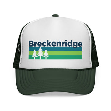 Buy dark-green Breckenridge, Colorado Retro Trees Trucker Hat - Vintage Style Breckenridge Cap