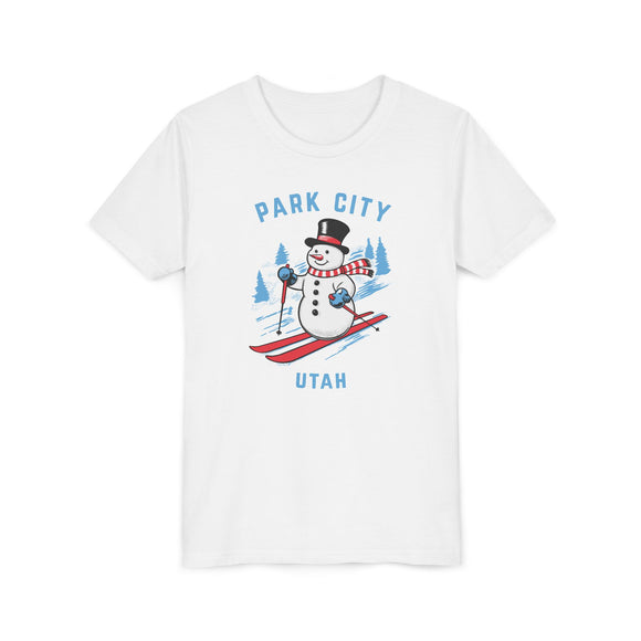 Park City, Utah Youth Skiing Snowman Tee - Kids Park City T Shirt