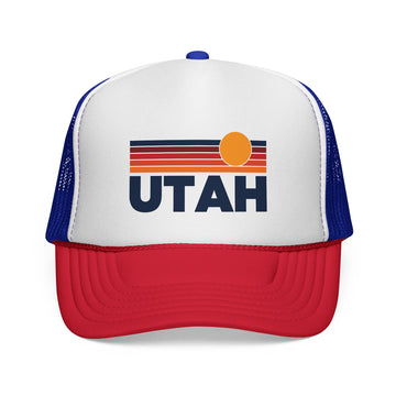 Utah Retro Sun Trucker Hat - Vintage Style Utah Cap