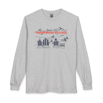 Snowmass Village, Colorado Après-ski Long Sleeve Shirt - Mountain Retro Skiing