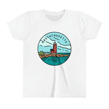 Buy white Massachusetts Youth T-Shirt - Unisex Kids Massachusetts Shirt