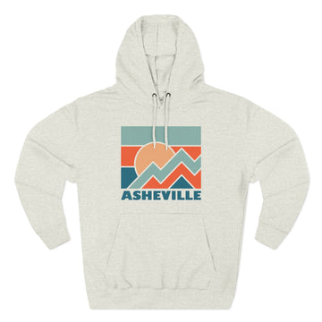 Buy oatmeal-heather Asheville, North Carolina Hoodie - Retro Mountain Unisex Sweatshirt