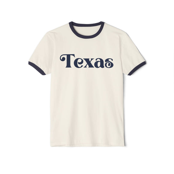 Texas Cotton Ringer Graphic Tee - Unisex Texas T Shirt, Vintage Style Tee, Men's/Women's Tee