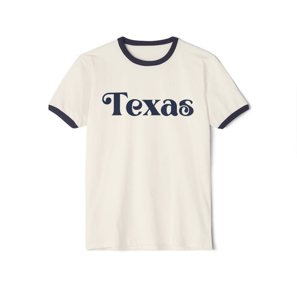 Texas Cotton Ringer Graphic Tee - Unisex Texas T Shirt, Vintage Style Tee, Men's/Women's Tee