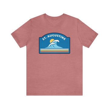 Buy heather-mauve St. Augustine, Florida T-Shirt - Unisex St. Augustine Shirt - Wave Badge