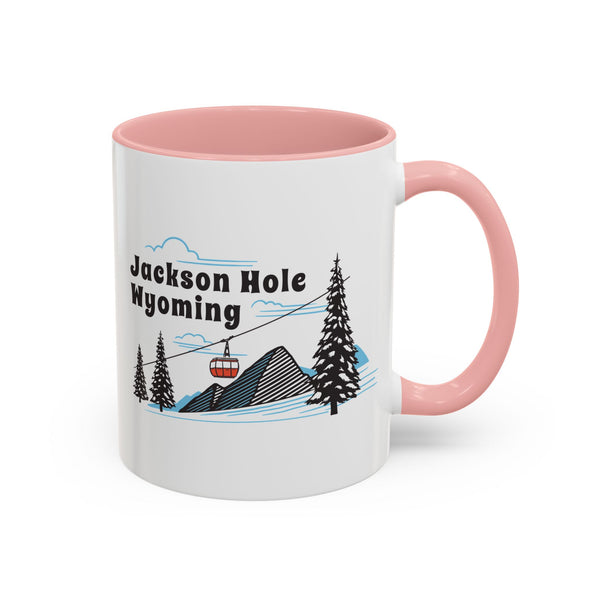 Jackson Hole, Wyoming Retro Snow Skiing Mountain 11 oz Mug, Ski Lodge Decor Coffee Cup, Mountain Gondola  Lover Gift, Retro Skiing Mug