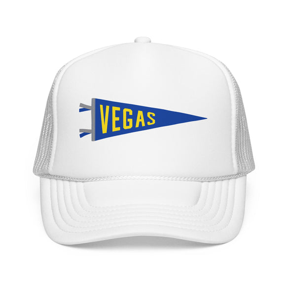 Vegas, Nevada Pennant Trucker Hat — Retro Flag Foam Cap