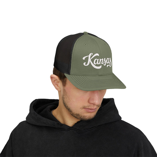 Kansas Snapback Trucker Cap - Embroidered Kansas Hat