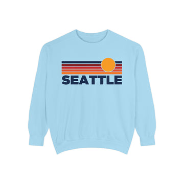 Buy chambray Seattle, Washington Sunset Stripes Sweatshirt | Comfort Colors - 100% Cotton