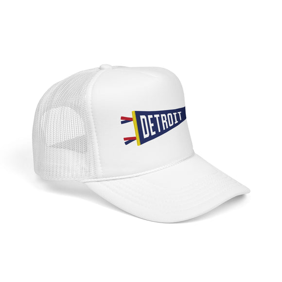 Detroit, Michigan Pennant Trucker Hat — Retro Flag Foam Cap