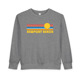 Newport Beach, California Toddler Sweatshirt - Retro Sun Newport Beach Toddler Crewneck Sweatshirt