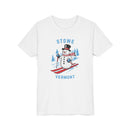 Stowe, Vermont Youth Skiing Snowman Tee - Kids Stowe T Shirt-6