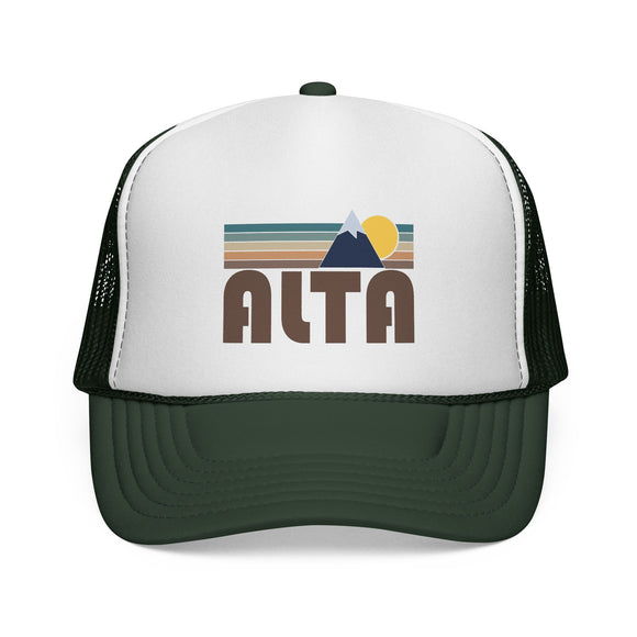 Alta, Utah Retro Mountains Trucker Hat - Vintage Style Alta Cap