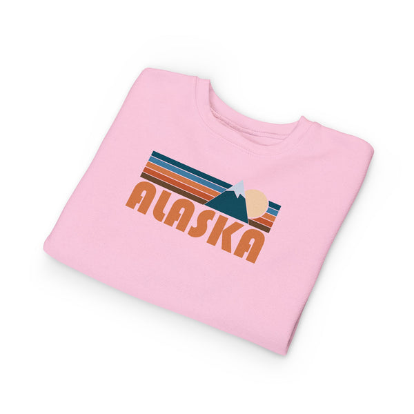 Alaska Toddler Sweatshirt - Retro Mountain Alaska Toddler Crewneck Sweatshirt