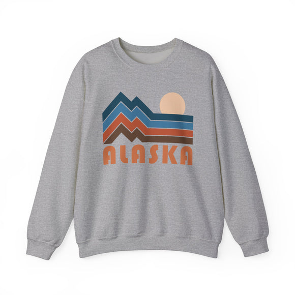 Alaska Sweatshirt Retro Mountains, Alaska Unisex Graphic Crewneck
