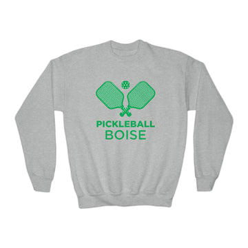 Buy sport-grey Boise, Idaho Youth Sweatshirt - Pickleball Unisex Kid's Boise Crewneck Sweatshirt