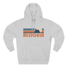 Buy heather-grey Missoula, Montana Hoodie - Retro Mountain Unisex Sweatshirt