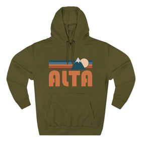 Buy army-green Alta, Utah Hoodie - Retro Mountain Unisex Sweatshirt