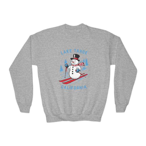 Lake Tahoe, California Youth Crewneck Sweatshirt - Ski Snowman Unisex Kid's Lake Tahoe, California Sweatshirt