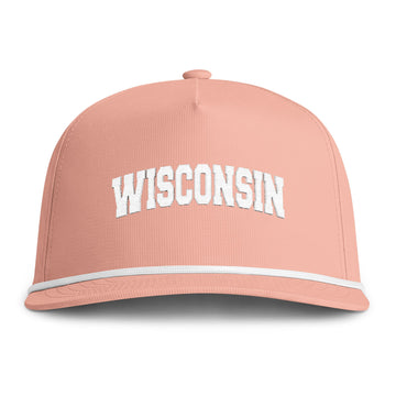 Buy peachy Wisconsin Embroidered Rope Hat - Vintage Sunwashed Rope Cap, Comfort Colors