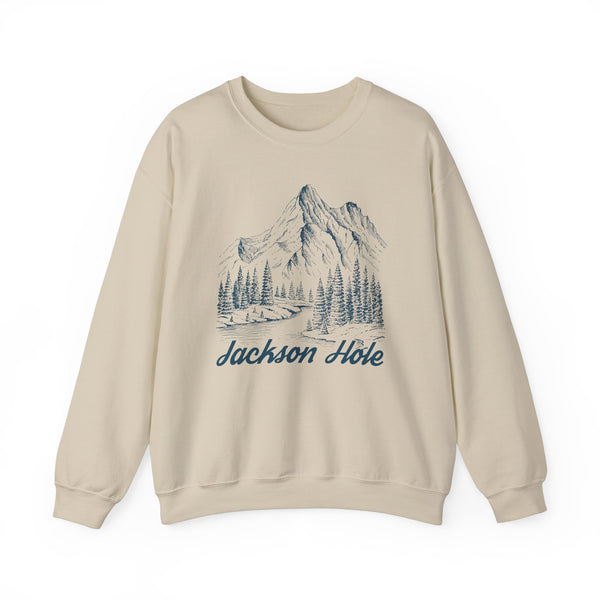 Jackson Hole, Wyoming Sweatshirt - Mountain Illustration Graphic Crewneck