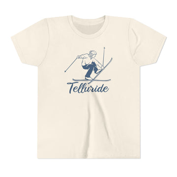 Telluride, Colorado Youth Vintage Snow Ski Graphic Tee - Kids Telluride T Shirt - 0