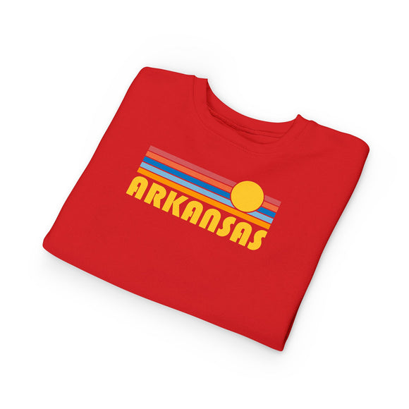 Arkansas Toddler Sweatshirt - Retro Sun Arkansas Toddler Crewneck Sweatshirt