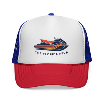 Buy blue-red The Florida Keys PWC Boating Trucker Hat