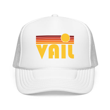 Buy white Vail, Colorado Retro Sunset Trucker Hat