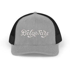 Buy heather-grey-black Delaware Snapback Trucker Cap - Embroidered Delaware Hat