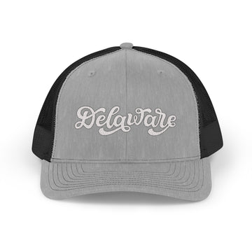 Buy heather-grey-black Delaware Snapback Trucker Cap - Embroidered Delaware Hat