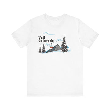 Buy white Vail, Colorado T-Shirt - Retro Ski Mountain Gondola Unisex Vail Shirt