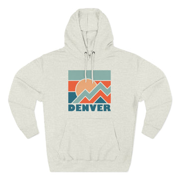 Buy oatmeal-heather Denver, Colorado Hoodie - Retro Mountain Unisex Sweatshirt