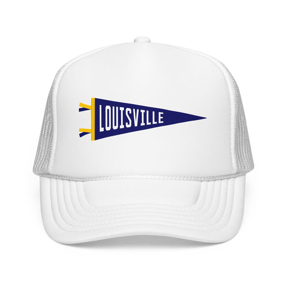 Louisville, Kentucky Pennant Trucker Hat — Retro Flag Foam Cap