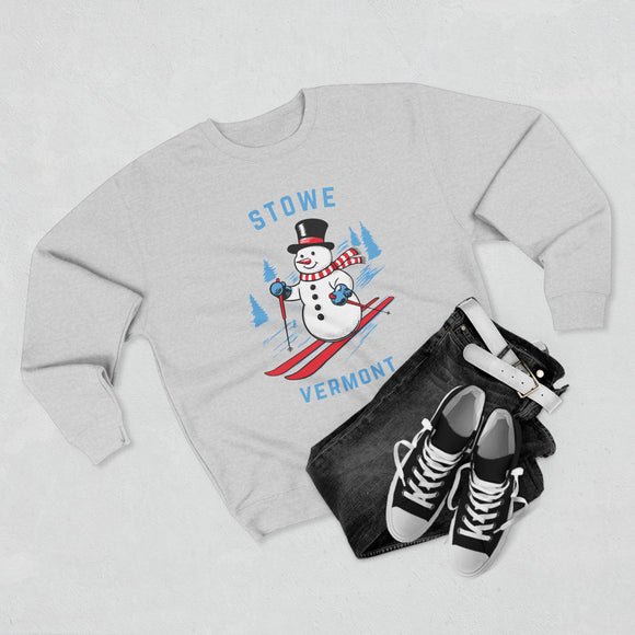 Premium Stowe, Vermont Skiing Snowman Sweatshirt