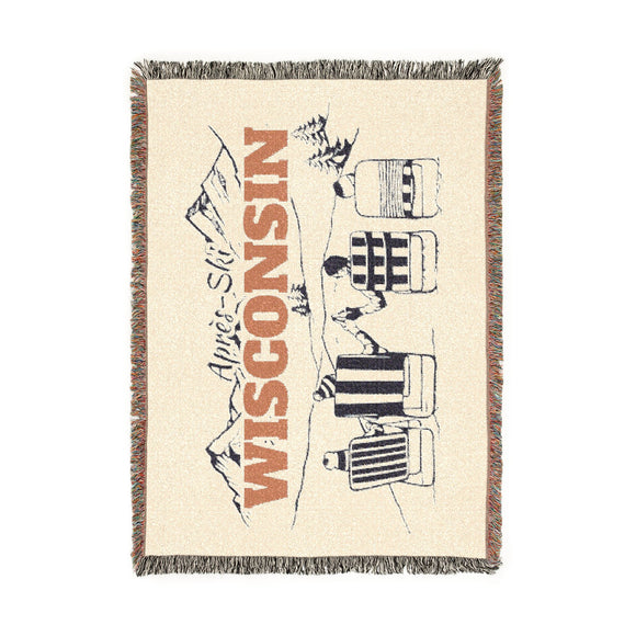 Wisconsin Ski Town Throw Blanket | Mountain Woven Blanket