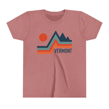 Buy heather-mauve Vermont Youth Shirt - Retro Mountain Vermont Kid's T-Shirt
